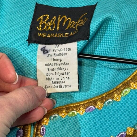 Bob Mackie Wearable Art Elephant Embroidered Tunic Jacket 1X Boho Festival - Picture 8 of 9